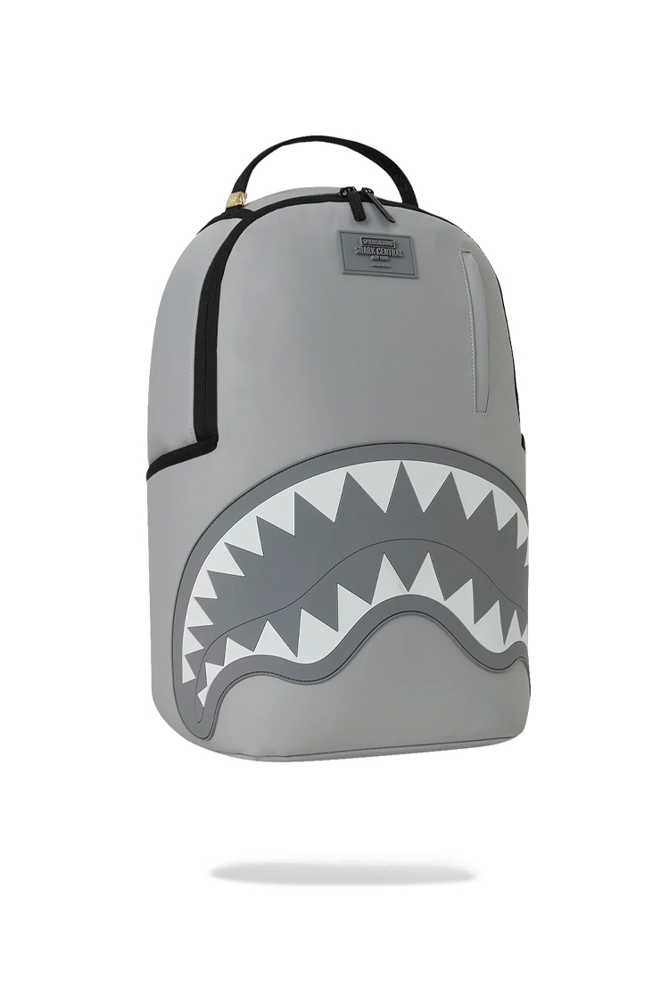 תיק גב ספרייגראונד SPRAYGROUND גברים נשים אפור ניילון רקמת כריש דגם Shark central tonal תא למחשב