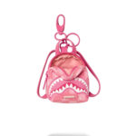 מחזיק מפתחות ספרייגראונד SPRAYGROUND ורוד תיק גב מיני סמיילי כריש דגם New check faces אבזם מטאלי