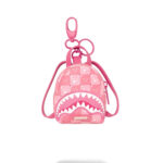 מחזיק מפתחות ספרייגראונד SPRAYGROUND ורוד תיק גב מיני סמיילי כריש דגם New check faces אבזם מטאלי