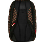 תיק גב ספרייגראונד SPRAYGROUND שחור חום פוליויניל דמוי עור מחשב נייד כריש דגם Sharks in paris pyramid משבצות