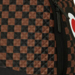 תיק גב ספרייגראונד SPRAYGROUND שחור חום פוליויניל דמוי עור מחשב נייד כריש דגם Sharks in paris pyramid משבצות