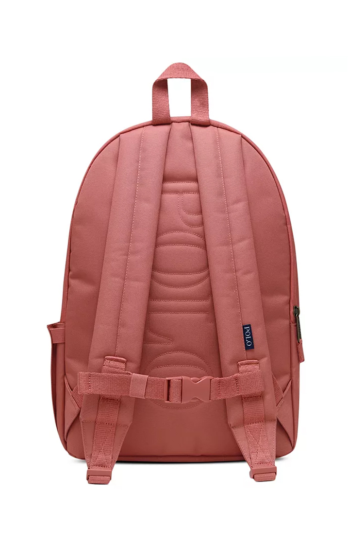 תיק גב פולו ראלף לורן POLO RALPH LAUREN גברים ורוד קנבס מחשב נייד Polo Pony כיסי בקבוקים