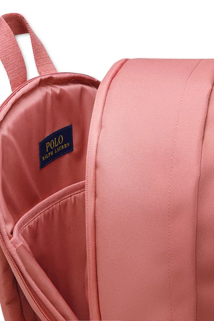 תיק גב פולו ראלף לורן POLO RALPH LAUREN גברים ורוד קנבס מחשב נייד Polo Pony כיסי בקבוקים