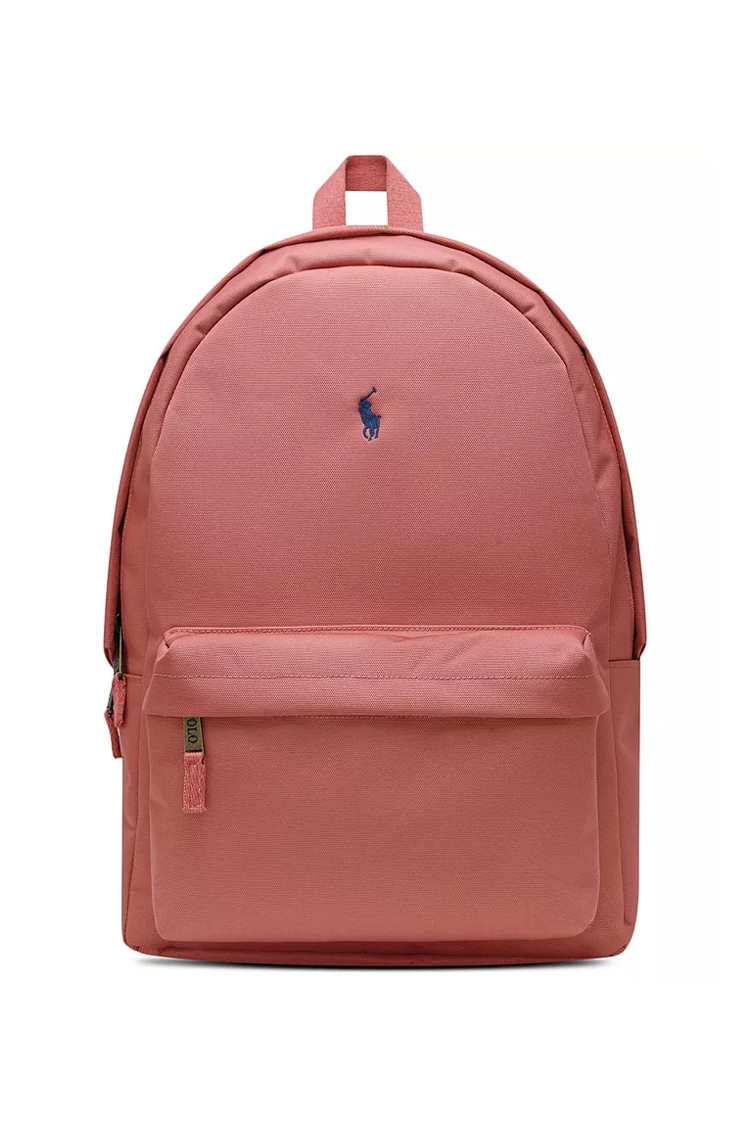 תיק גב פולו ראלף לורן POLO RALPH LAUREN גברים ורוד קנבס מחשב נייד Polo Pony כיסי בקבוקים