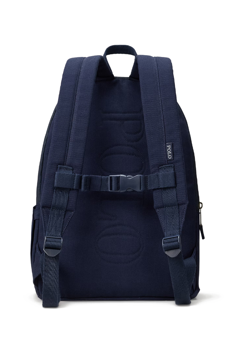 תיק גב פולו ראלף לורן POLO RALPH LAUREN כחול כהה נייבי כותנה מחשב נייד דובי פולו Polo Bear כיסי בקבוקים