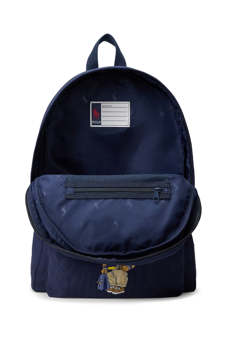 תיק גב פולו ראלף לורן POLO RALPH LAUREN כחול כהה נייבי כותנה מחשב נייד דובי פולו Polo Bear כיסי בקבוקים