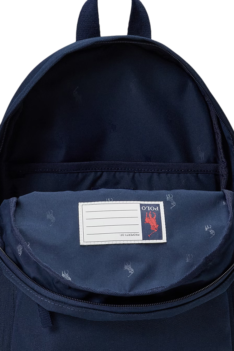 תיק גב פולו ראלף לורן POLO RALPH LAUREN כחול כהה נייבי כותנה מחשב נייד דובי פולו Polo Bear כיסי בקבוקים