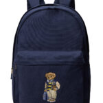 תיק גב פולו ראלף לורן POLO RALPH LAUREN כחול כהה נייבי כותנה מחשב נייד דובי פולו Polo Bear כיסי בקבוקים