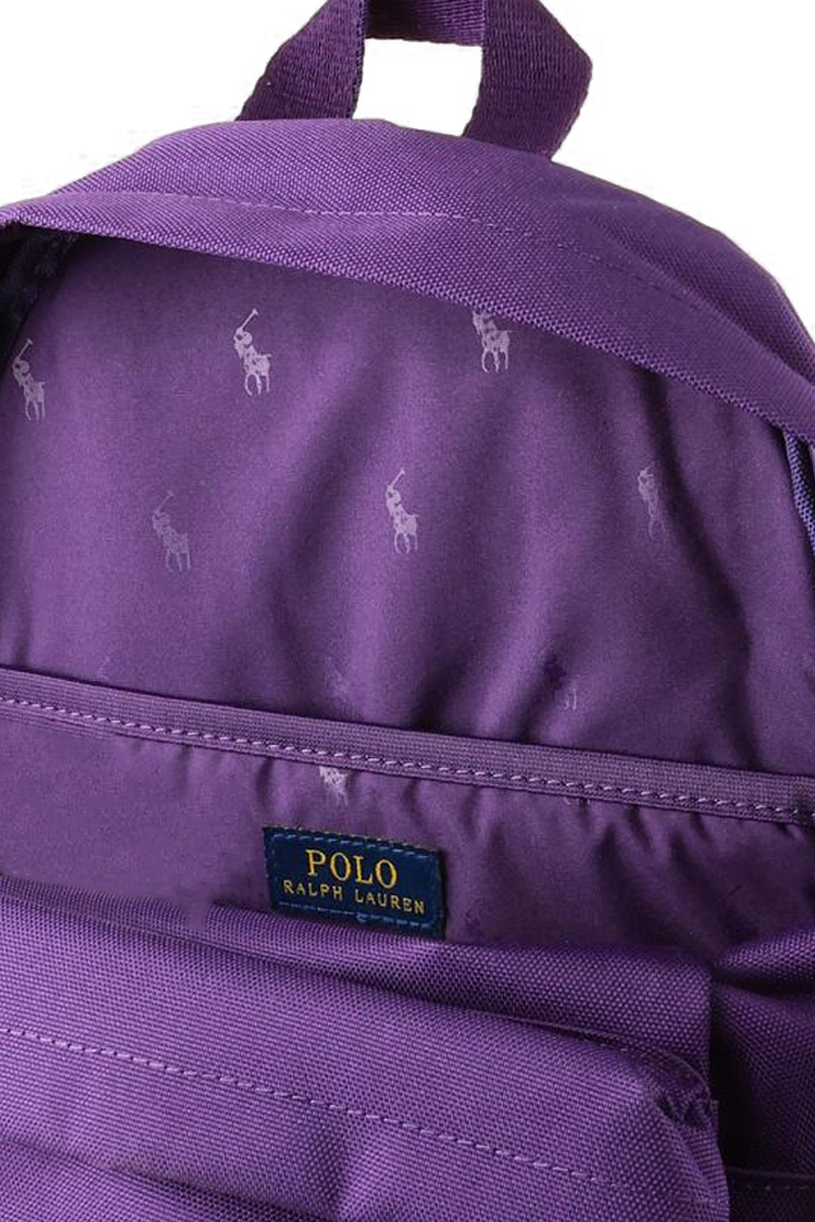 תיק גב פולו ראלף לורן POLO RALPH LAUREN סגול כותנה מחשב נייד דובי פולו Polo Bear כיסי בקבוקים