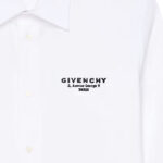 חולצה מכופתרת ז’יבנשי GIVENCHY לבן כותנה מחויטת דגם Stamp embroidery רקמת לוגו חזה
