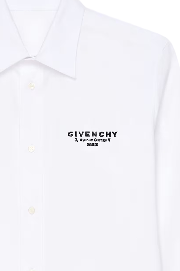 חולצה מכופתרת ז'יבנשי GIVENCHY לבן כותנה מחויטת דגם Stamp embroidery רקמת לוגו חזה