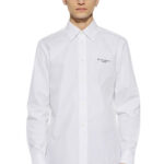 חולצה מכופתרת ז’יבנשי GIVENCHY לבן כותנה מחויטת דגם Stamp embroidery רקמת לוגו חזה