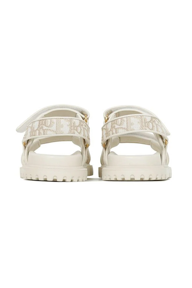 סנדלי דיור לנשים DIOR לבן עור כותנה אבזם זהב דגם Dioract Sandal מדרס אנטומי