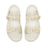 סנדלי דיור לנשים DIOR לבן עור כותנה אבזם זהב דגם Dioract Sandal מדרס אנטומי