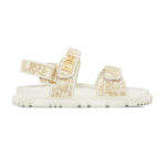 סנדלי דיור לנשים DIOR לבן עור כותנה אבזם זהב דגם Dioract Sandal מדרס אנטומי