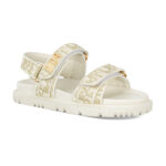 סנדלי דיור לנשים DIOR לבן עור כותנה אבזם זהב דגם Dioract Sandal מדרס אנטומי