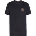 טי שירט דולצ’ה וגבאנה DOLCE&GABBANA שחור כותנה קלאסי דגם patch רקמת כתר חזה