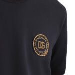 טי שירט דולצ’ה וגבאנה DOLCE&GABBANA שחור כותנה קלאסי דגם patch רקמת כתר חזה