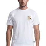 חולצת טי שירט ג’י סי די אס GCDS גברים לבנה חצי מבריק גזרה נינוחה כותנה דגם ICE CREAM רקמת לוגו חזה גב