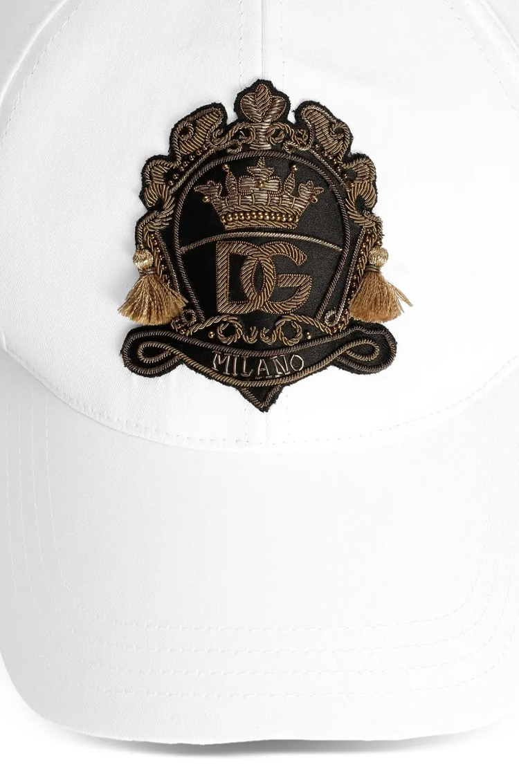ובע בייסבול דולצ'ה וגבאנה DOLCE&GABBANA גברים נשים לבן כותנה רקמת לוגו דגם drill baseball cap אבזם מטאלי