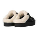 פכפי מיולז זמש UGG נשים שחור דגם Lowmel Mule בטנת צמר שרוכים קונטרסט