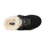 פכפי מיולז זמש UGG נשים שחור דגם Lowmel Mule בטנת צמר שרוכים קונטרסט