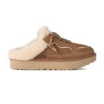 פכפי מיולז זמש UGG נשים חום דגם Lowmel Mule בטנת צמר שרוכים קונטרסט