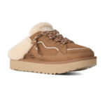 פכפי מיולז זמש UGG נשים חום דגם Lowmel Mule בטנת צמר שרוכים קונטרסט