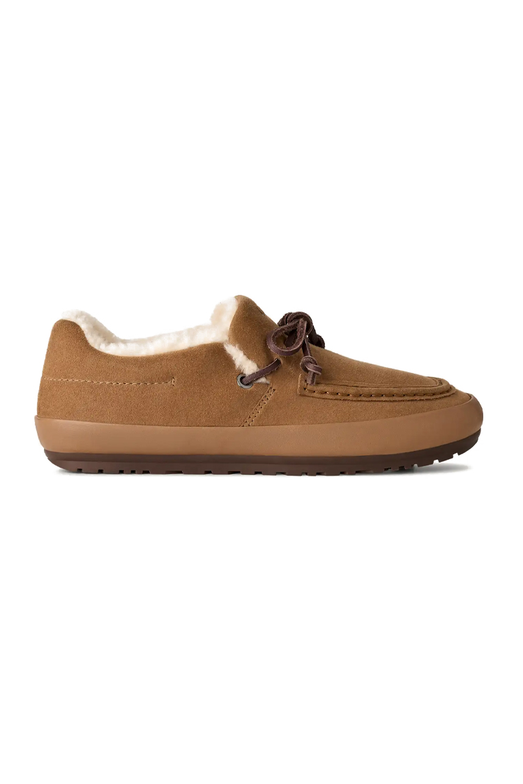 נעלי מוקסין אג UGG חום זמש דגם Quill slip-on בטנה צמרירית שרוכי עור סוליית גומי