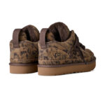 סניקרס אג UGG חום מנוקד זמש בד רשת גזרת מיד דגם Lowmel spotted ריפוד פרוותי סוליית EVA