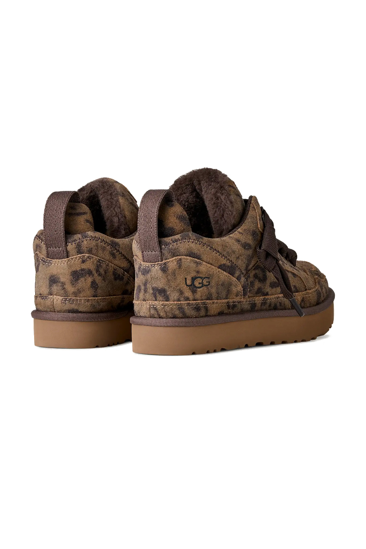 סניקרס אג UGG חום מנוקד זמש בד רשת גזרת מיד דגם Lowmel spotted ריפוד פרוותי סוליית EVA