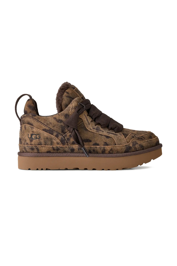 סניקרס אג UGG חום מנוקד זמש בד רשת גזרת מיד דגם Lowmel spotted ריפוד פרוותי סוליית EVA