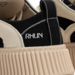 סניקרס רון RHUN שחור שמנת קנבס עור גזרת מיד דגם 2020 skate canvas סוליית גומי 3 ס”מ