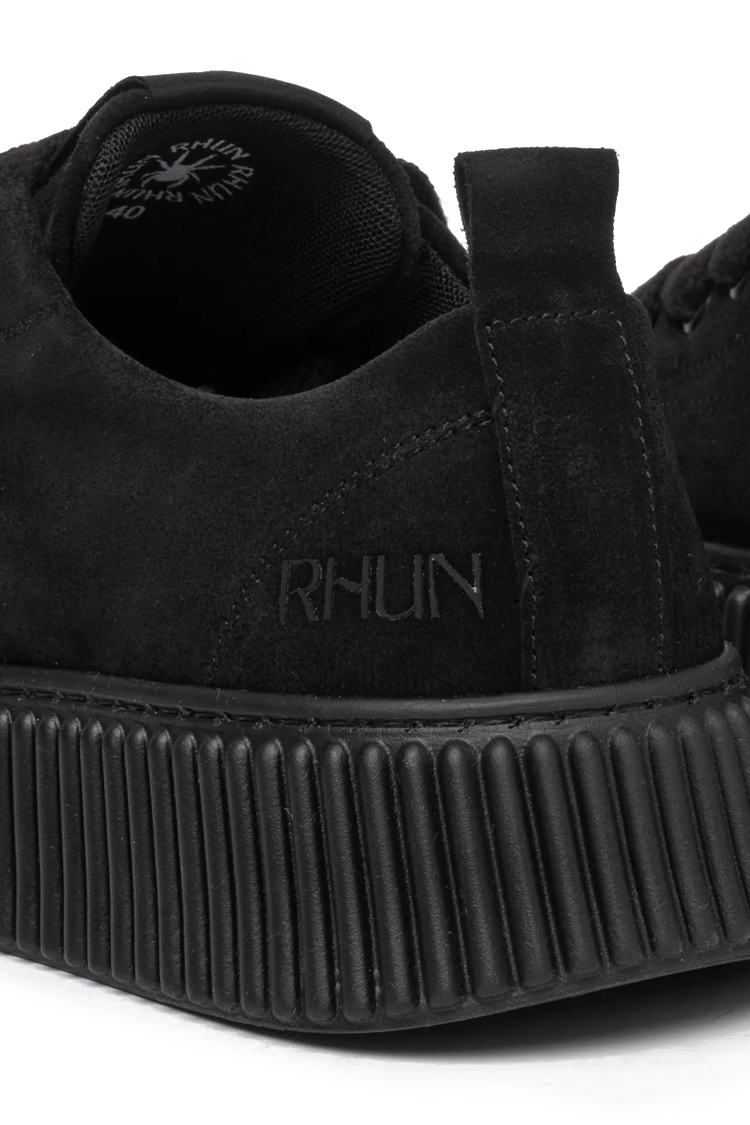 סניקרס רהאן RHUN שחור זמש גזרת מיד דגם Treble triple suede סוליית גומי תפרי קונטרסט