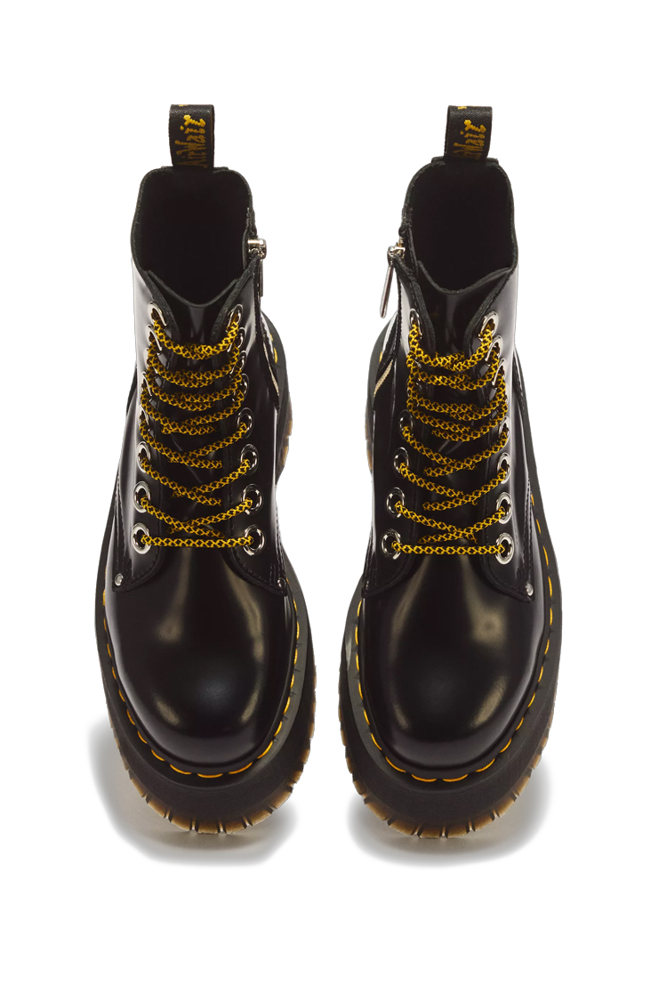 מגפי פלטפורמה דוקטור מרטינס DR. MARTENS שחור עור buttero דגם Jadon Max רוכסן צד סוליה 5.6 ס”מ