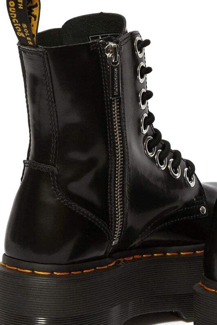 מגפי פלטפורמה דוקטור מרטינס DR. MARTENS שחור עור buttero דגם Jadon Max רוכסן צד סוליה 5.6 ס"מ