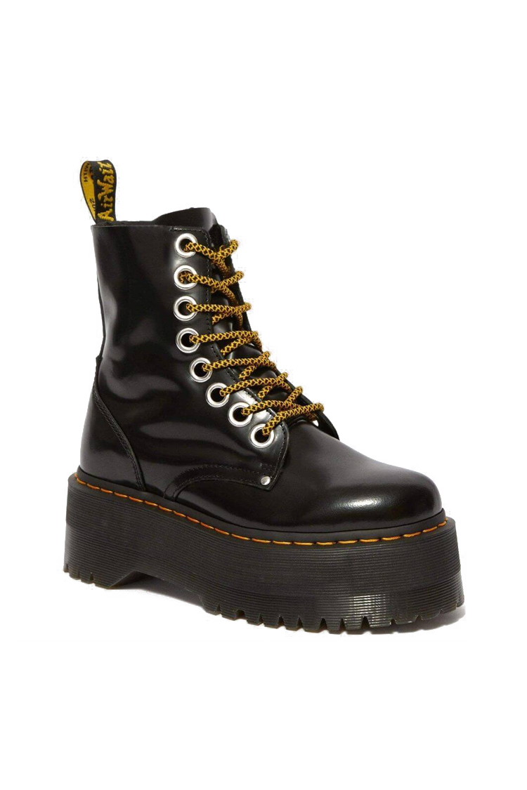 מגפי פלטפורמה דוקטור מרטינס DR. MARTENS שחור עור buttero דגם Jadon Max רוכסן צד סוליה 5.6 ס"מ