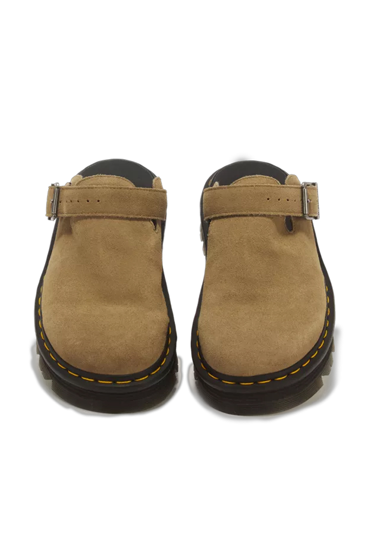 כפכפי פלטפורמה זמש דוקטור מרטינס DR. MARTENS בז’ דגם Zebzag Suede רצועות אבזם סוליה כרית אוויר