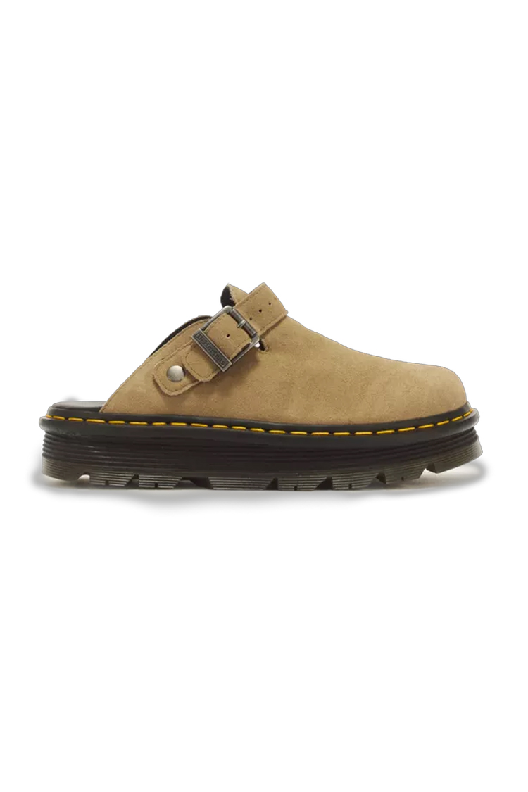 כפכפי פלטפורמה זמש דוקטור מרטינס DR. MARTENS בז’ דגם Zebzag Suede רצועות אבזם סוליה כרית אוויר