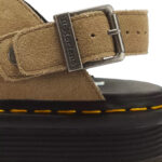 כפכפי פלטפורמה זמש דוקטור מרטינס DR. MARTENS בז’ דגם Zebzag Suede רצועות אבזם סוליה כרית אוויר