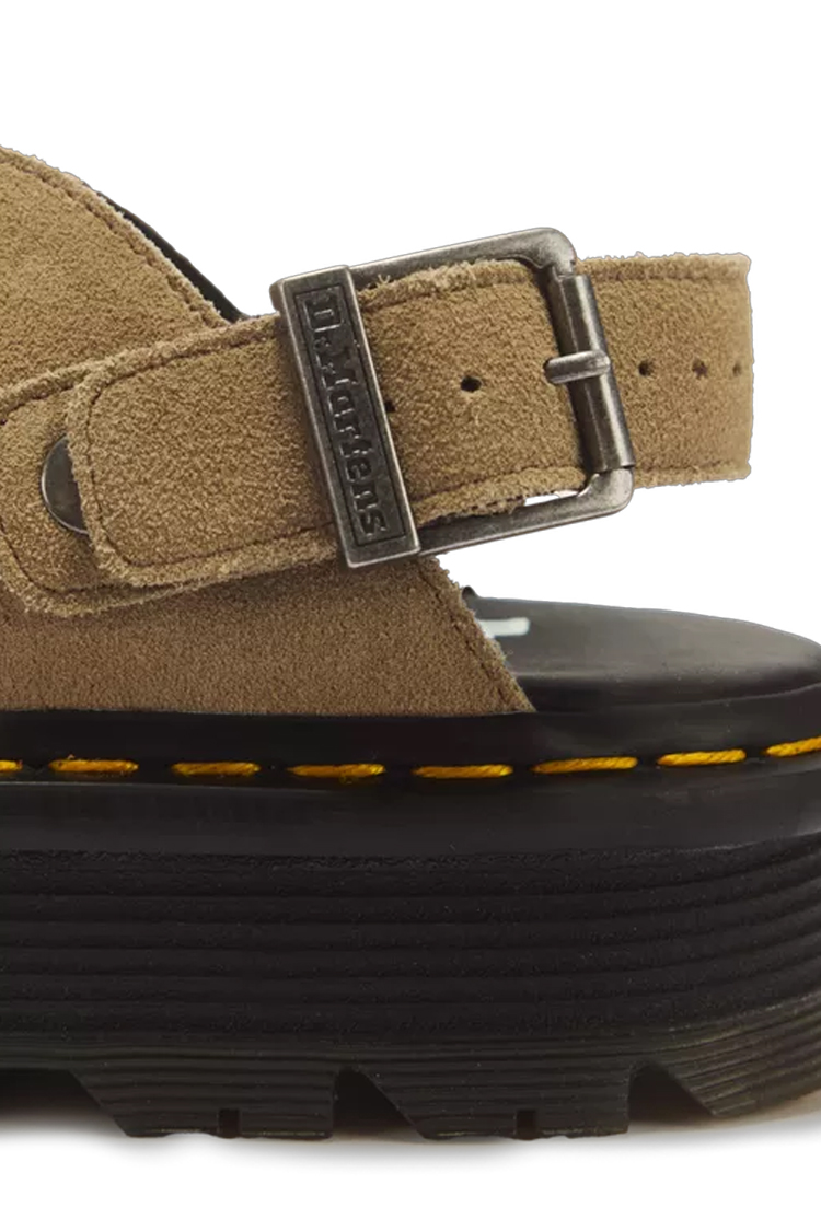 כפכפי פלטפורמה זמש דוקטור מרטינס DR. MARTENS בז' דגם Zebzag Suede רצועות אבזם סוליה כרית אוויר
