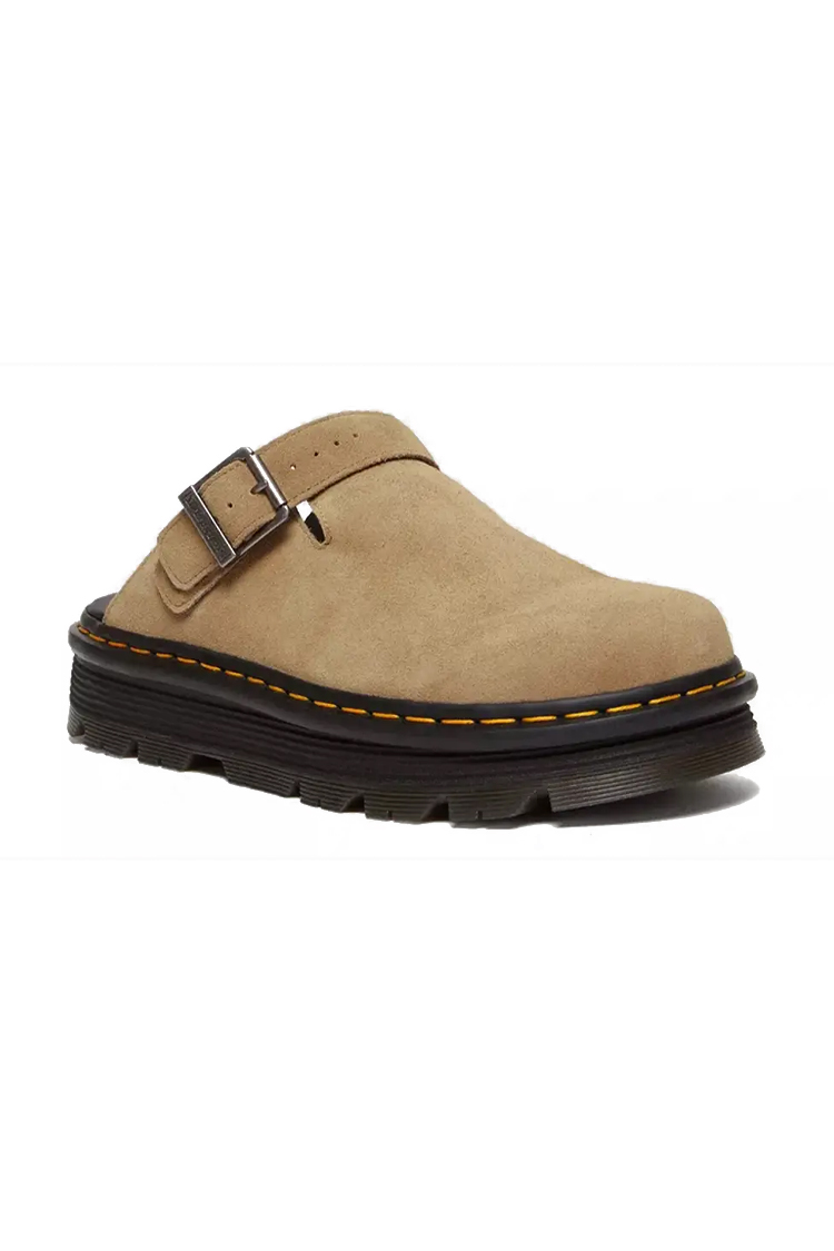 כפכפי פלטפורמה זמש דוקטור מרטינס DR. MARTENS בז' דגם Zebzag Suede רצועות אבזם סוליה כרית אוויר