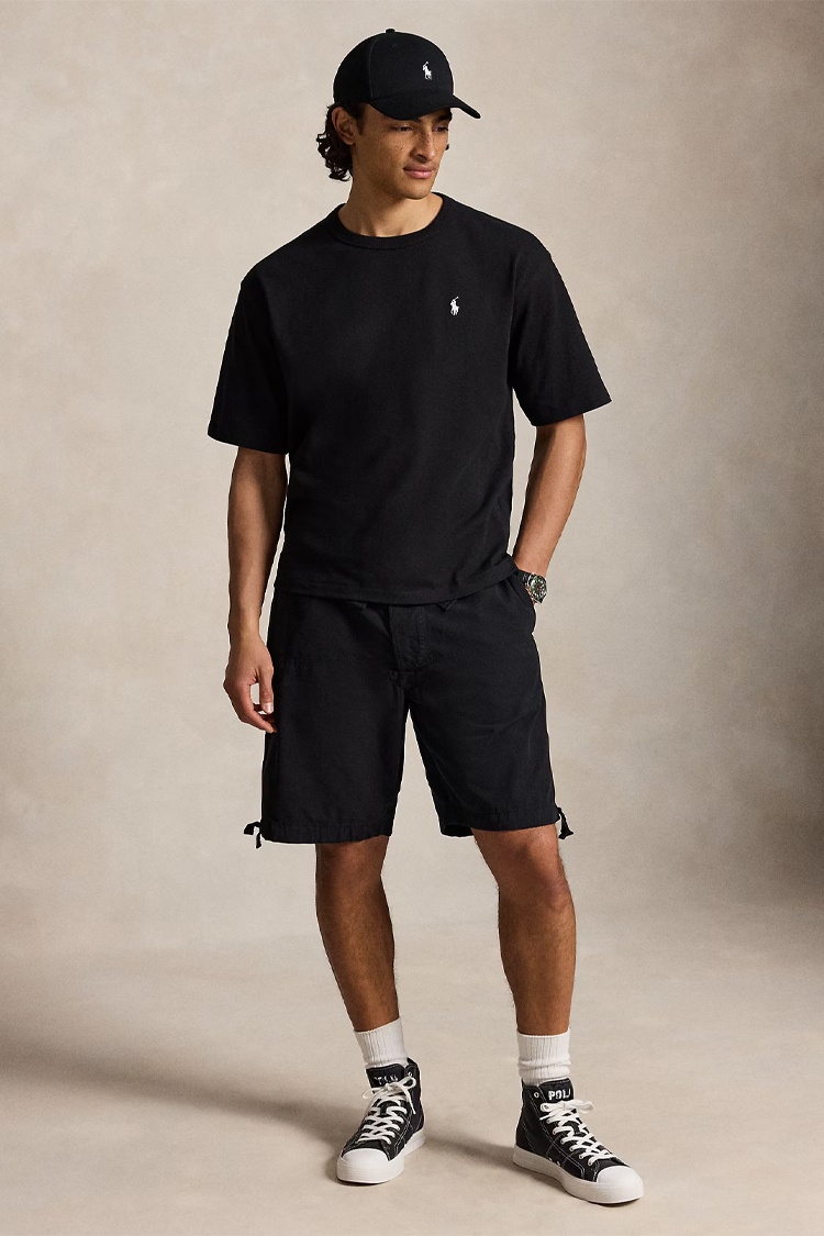 טי שירט פולו ראלף לורן POLO RALPH LAUREN שחור כותנה נינוח דגם Relaxed fit jersey רקמת לוגו חזה