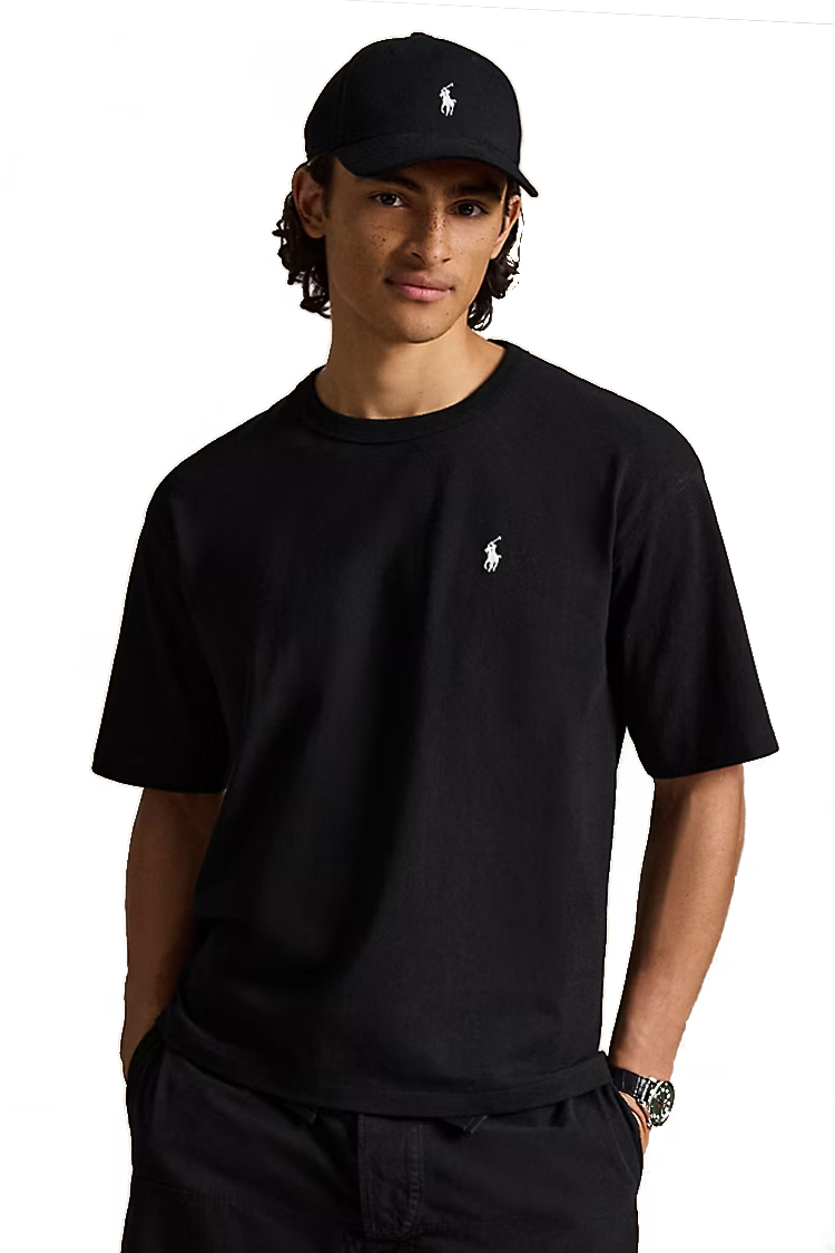 טי שירט פולו ראלף לורן POLO RALPH LAUREN שחור כותנה נינוח דגם Relaxed fit jersey רקמת לוגו חזה