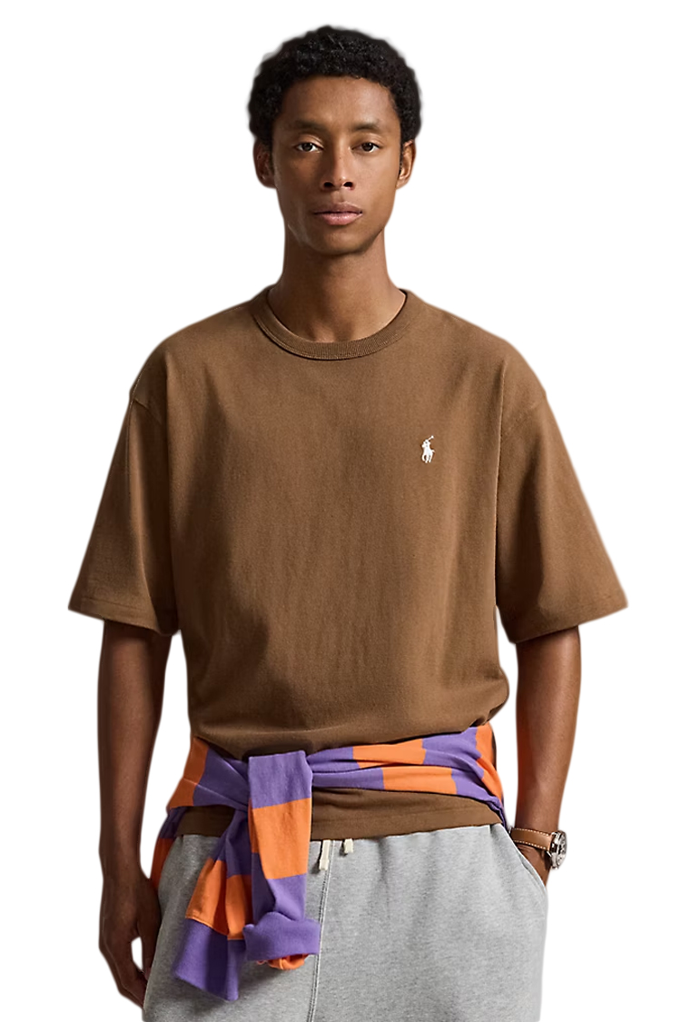 טי שירט פולו ראלף לורן POLO RALPH LAUREN חום כותנה נינוח דגם Relaxed fit jersey רקמת לוגו חזה