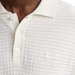 חולצת פולו גאנט GANT לבן כותנה ארוג דגם Textured polo טקסטורה רקמת לוגו חזה