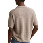 חולצת פולו גאנט GANT חום כותנה ארוג דגם Textured polo טקסטורה רקמת לוגו חזה