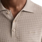 חולצת פולו גאנט GANT חום כותנה ארוג דגם Textured polo טקסטורה רקמת לוגו חזה