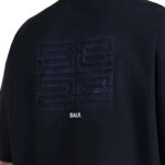 טי שירט באלר BALR שחור כותנה דגם Sketch B גזרה משוחררת הדפס צבעוני ורקמה בגב ובעורף
