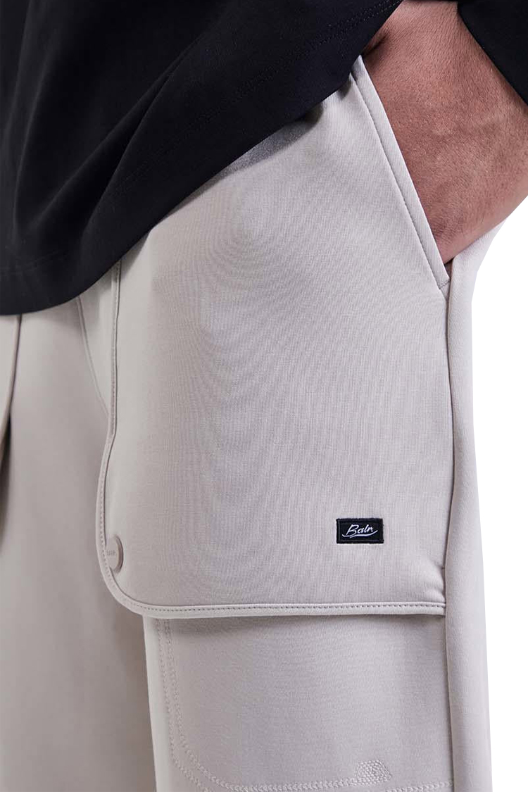 מכנס ג'וגר באוור BALR אפור כותנה דגם Relaxed Jogger גזרה משוחררת לוגו רקום